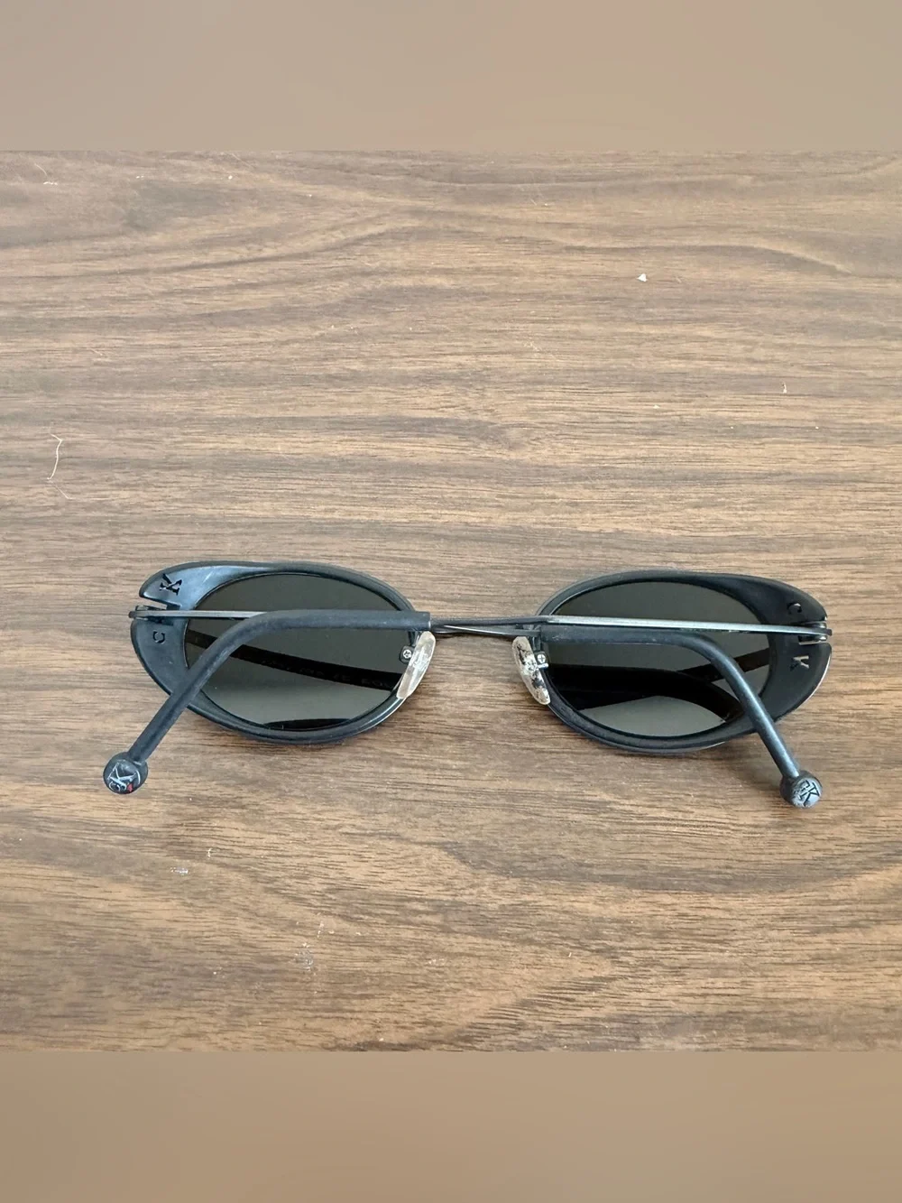 Vintage 90’s Calvin Klein Sunglasses Black 3003 Steampunk Shielded Mirror Lens